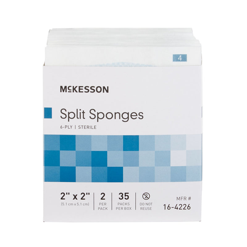 McKesson IV/Drain Split Dressing, 2 x 2 Inch, 6-Ply