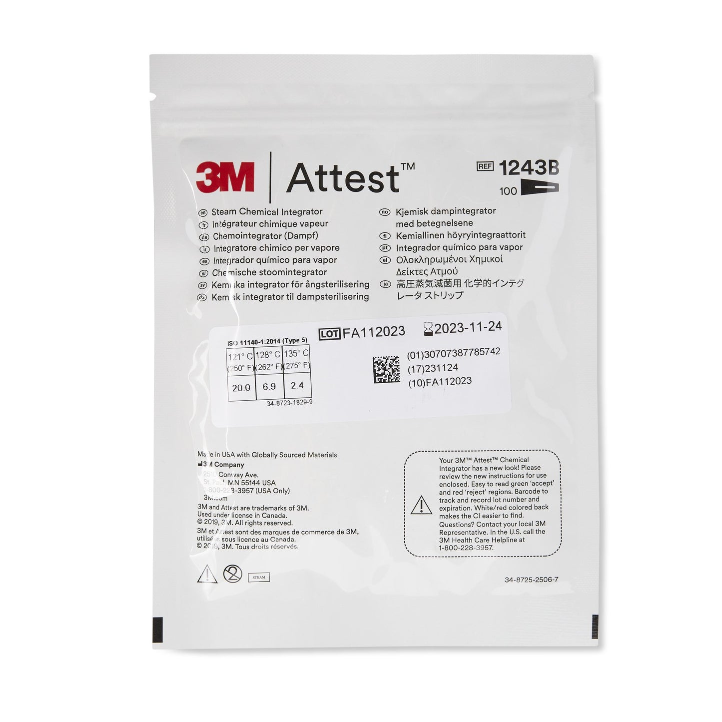 3M™ Attest™ Sterilization Chemical Integrator Strip 1000/CASE -1243B