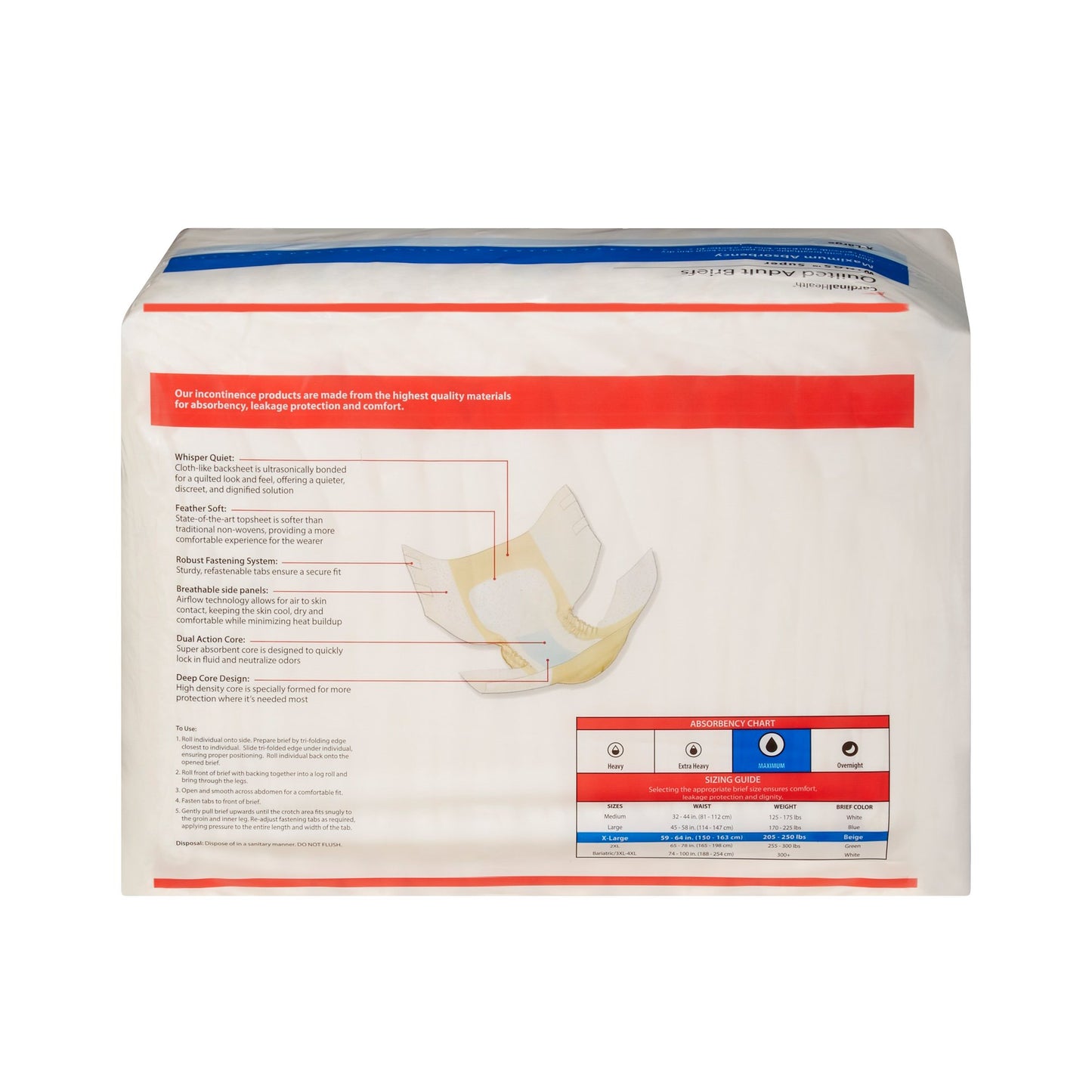 Wings™ Super Quilted Maximum Absorbency Incontinence Brief, Extra Large 60/CASE -87085