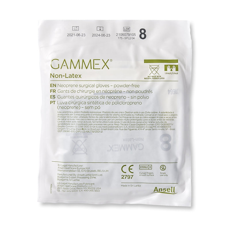 Gammex® Non-Latex Polyisoprene Surgical Glove, Size 8, Green