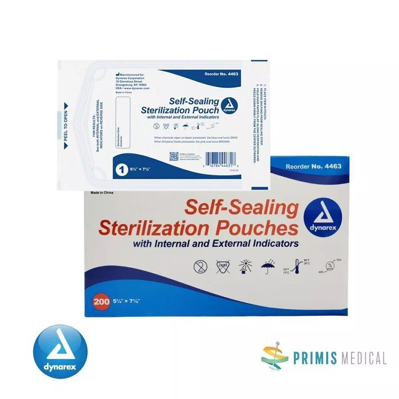 STERILIZATON POUCH, 5¼" X 7½", 200/BX, 12 BX/CS, SOLD AS CASE DYNAREX 10000058