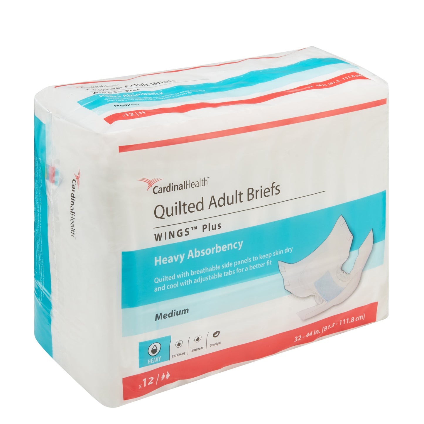 Wings™ Plus Quilted Heavy Absorbency Incontinence Brief, Medium 1/BAG -66033