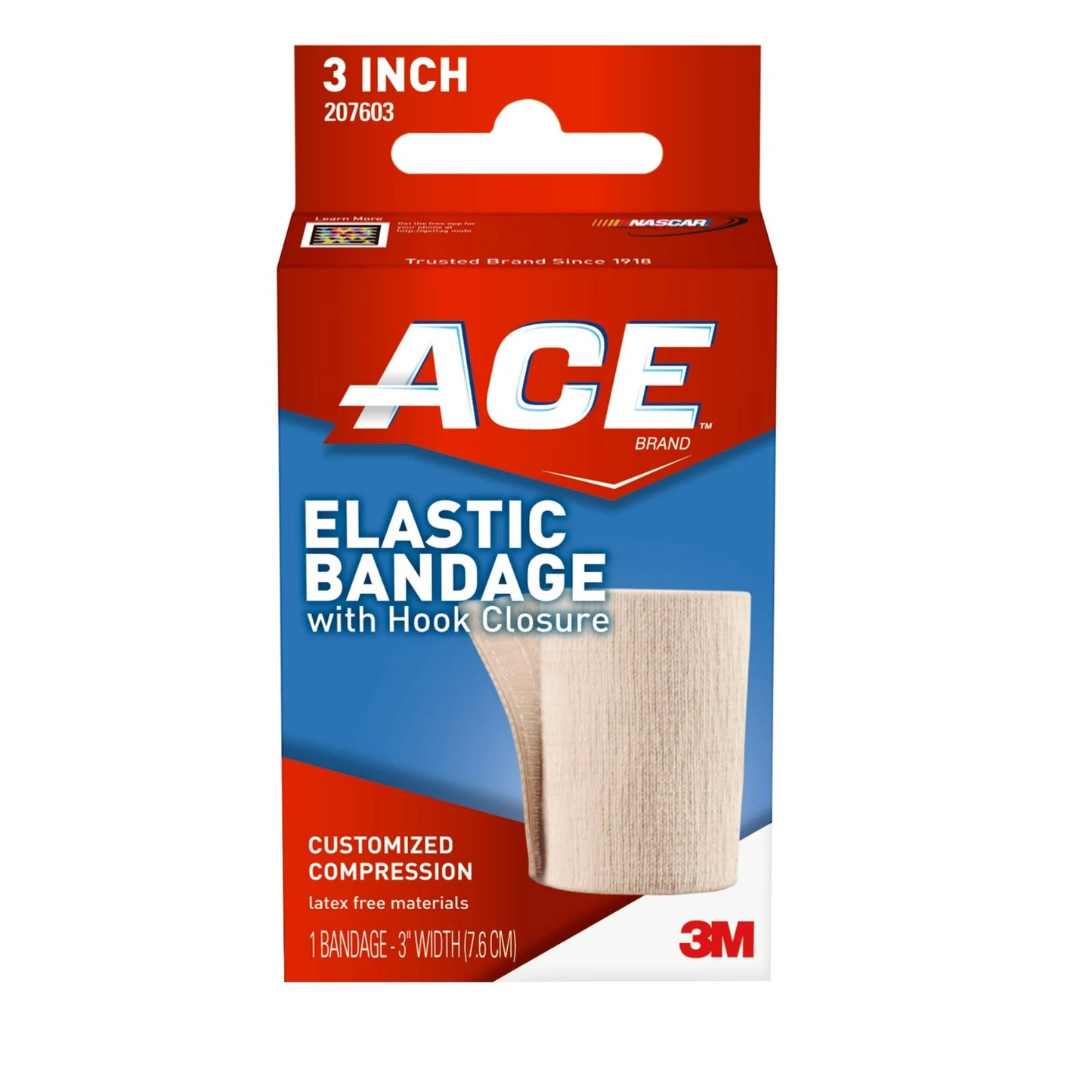 3M™ Ace™ Single Hook and Loop Closure Elastic Bandage, 3 Inch Width 72/CASE -207603