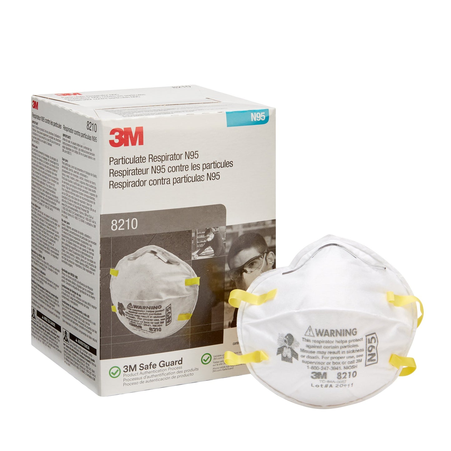 3M Industrial N95 Particulate Respirator Mask, 1 Size 160/CASE -8210