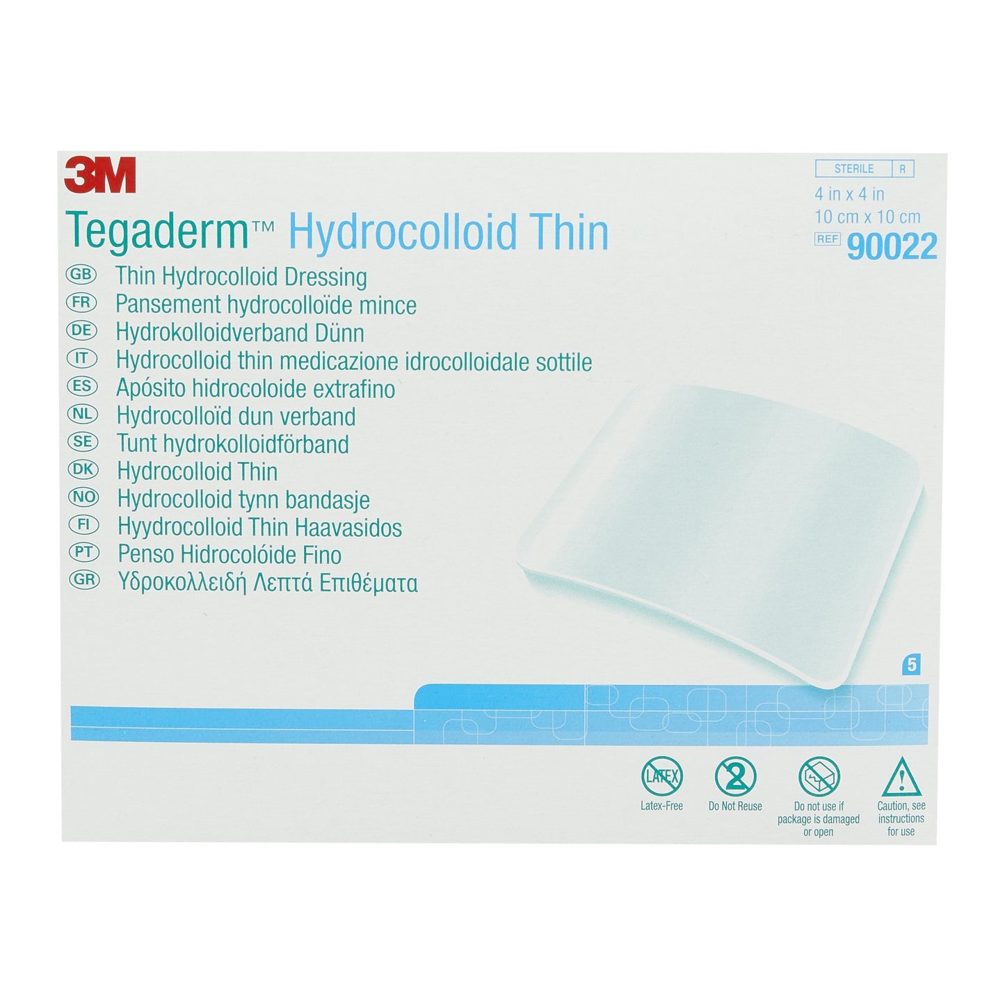 3M™ Tegaderm™ Thin Hydrocolloid Dressing, 4 x 4 Inch 5/BOX -90022