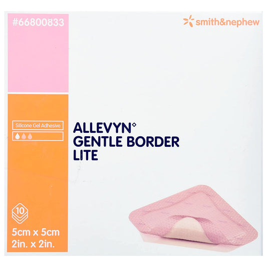 Allevyn™ Gentle Border Lite Silicone Gel Adhesive with Border Thin Silicone Foam Dressing, 2 x 2 Inch 60/CASE -66800833