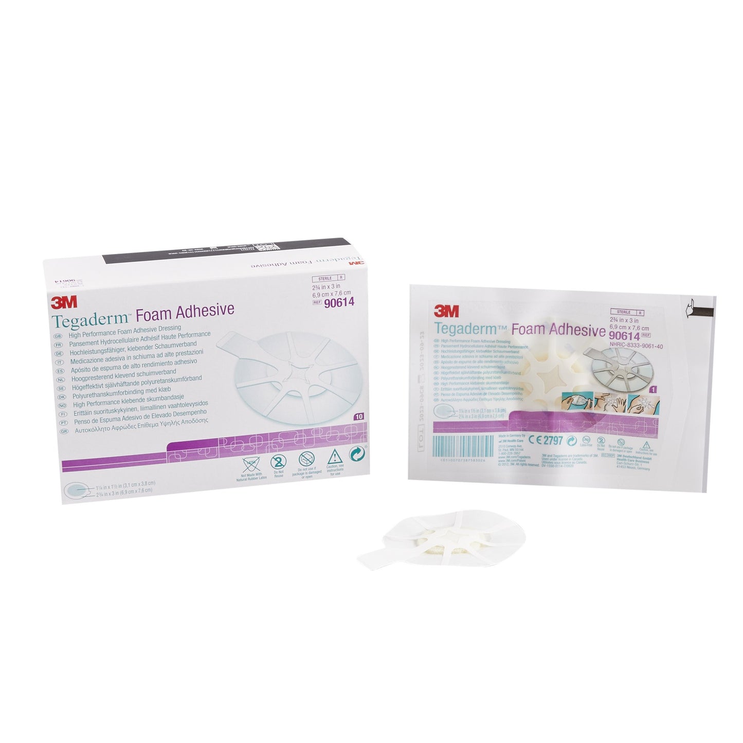 3M™ Tegaderm™ High Performance Adhesive with Border Foam Dressing, 2 x 2 Inch 40/CASE -90614