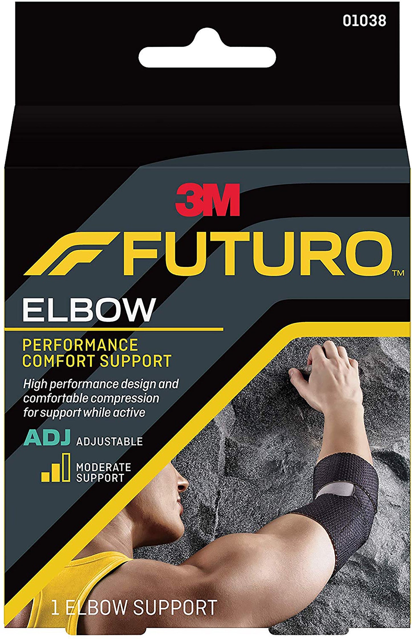 3M Futuro Elbow Support, Left or Right Elbow, Black, One Size 1/EACH -01038ENR