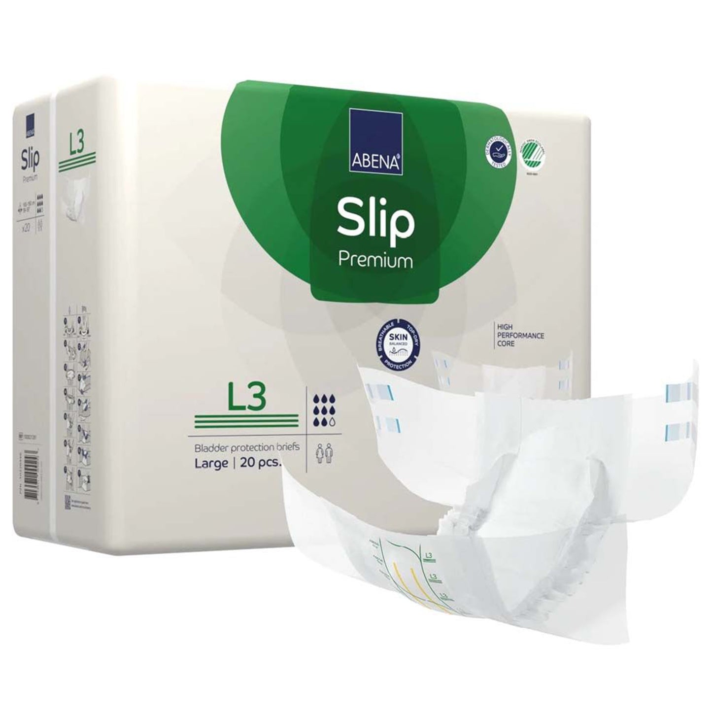 Abena Slip Premium L3 Incontinence Brief, Large 80/CASE -1000021291