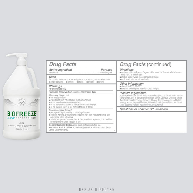 Biofreeze Professional Pain Relieving Gel, 1 Gallon Pump Bottle