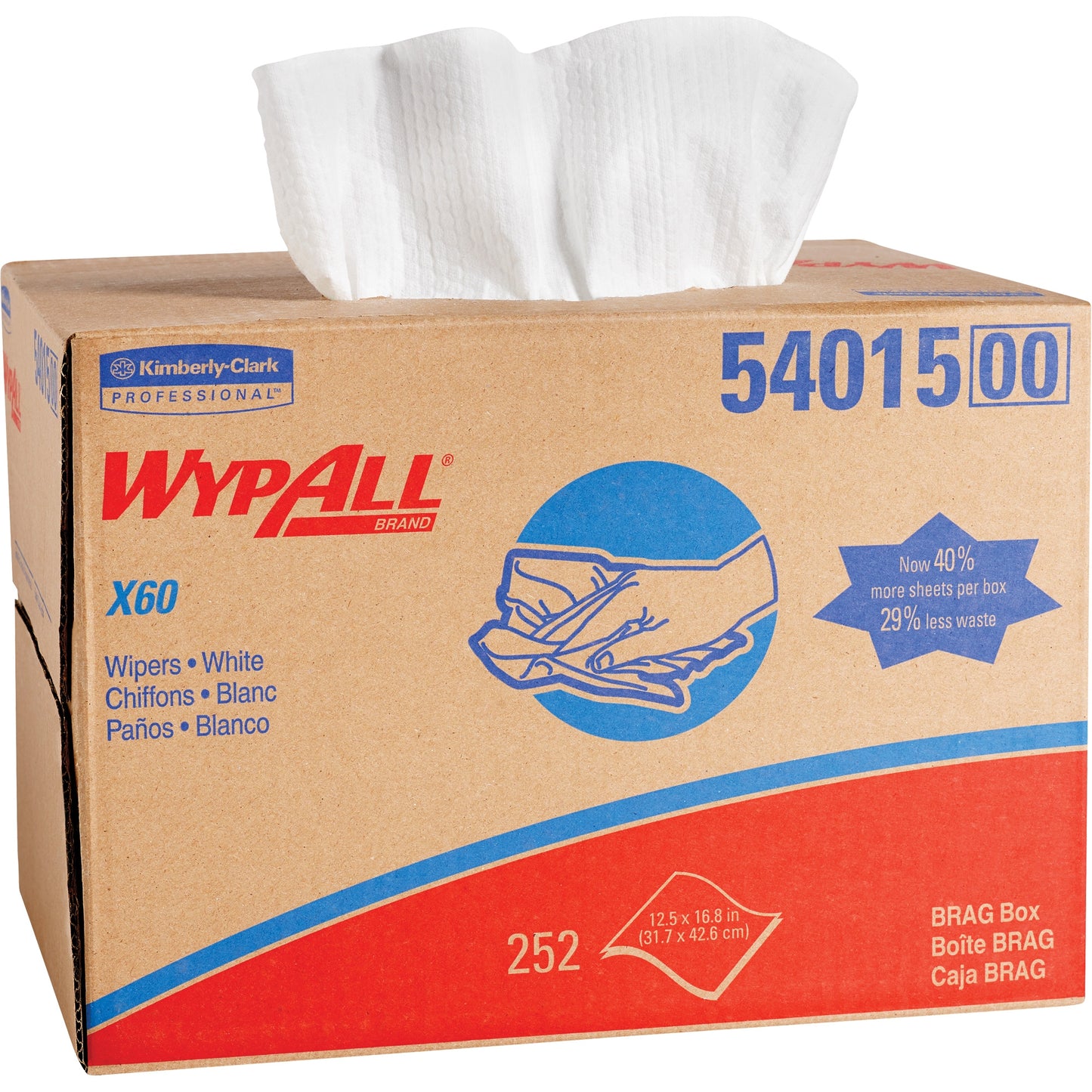 WIPER, WYPALL X60 CLOTHS (252/CS) 252/CASE -54015