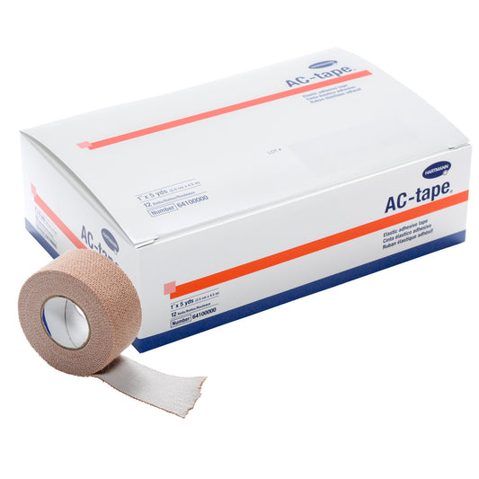 AC-tape Cotton Elastic Tape, 1 Inch x 5 Yard, Tan 12/BOX -64100000