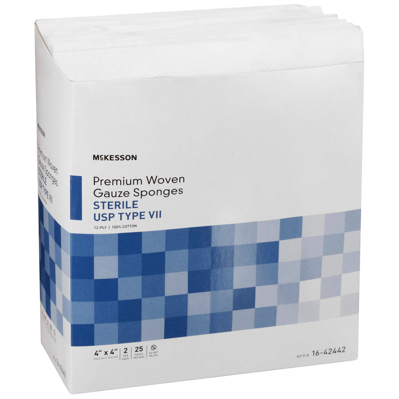 McKesson Sterile USP Type VII Gauze Sponge, 4 x 4 Inch, 12-Ply 1/PACK -16-42442 - BriteSources