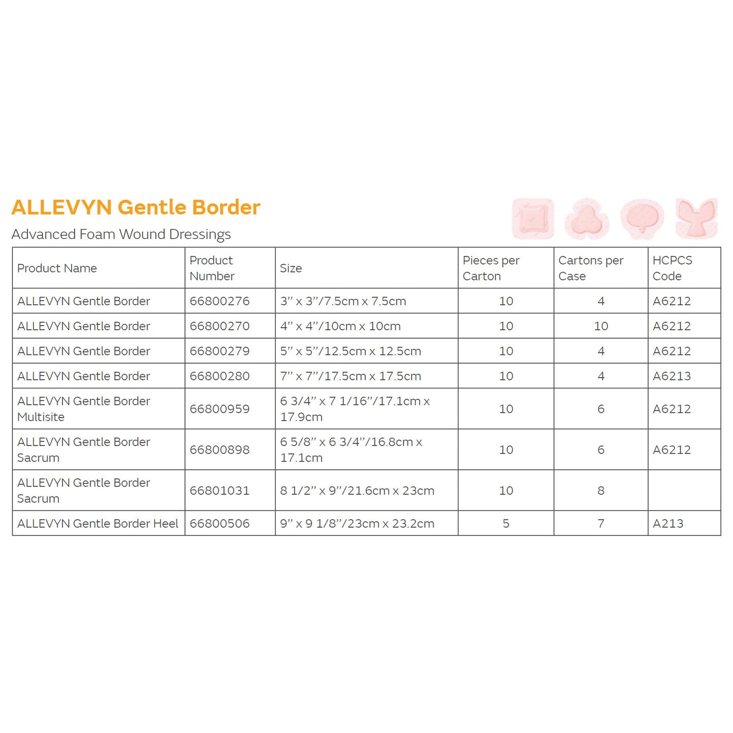 Allevyn Gentle Border Silicone Gel Adhesive with Border Silicone Foam Dressing, 6-5/8 x 6 Inch 1/EACH -66800898