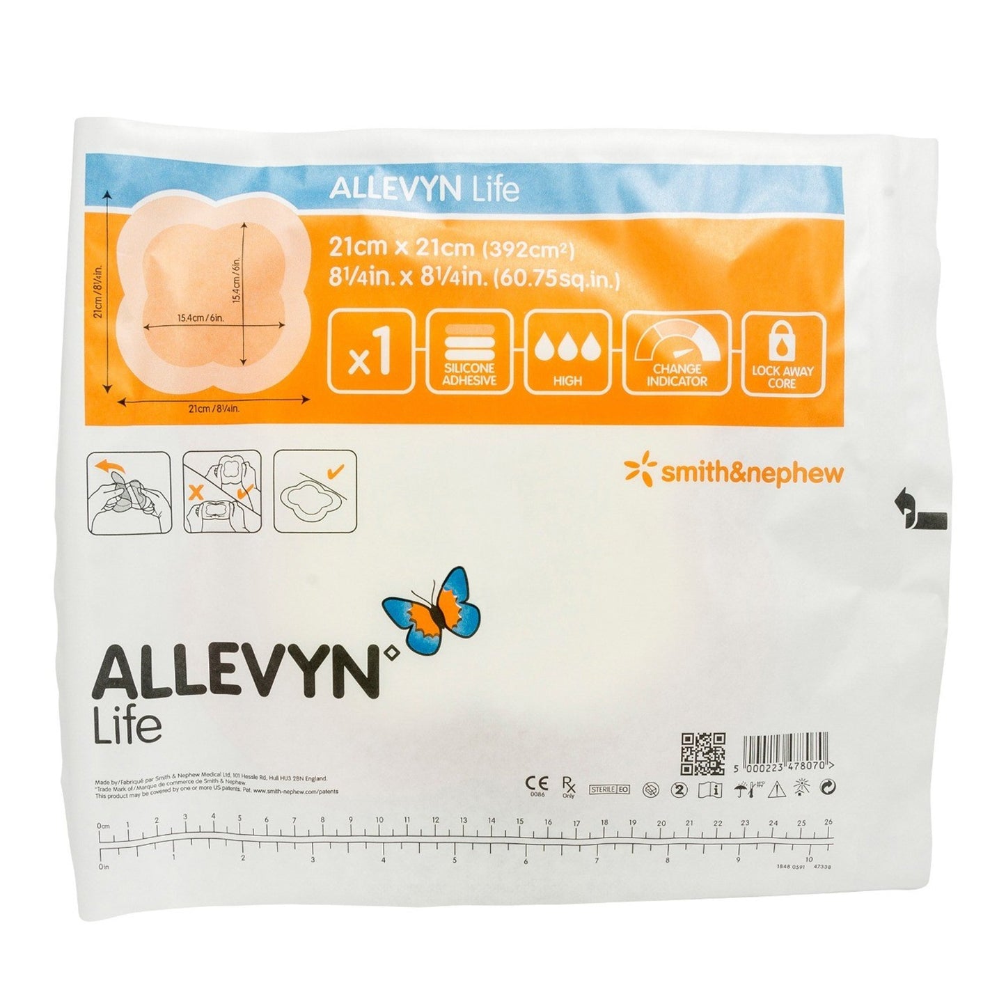 Allevyn Life Silicone Adhesive with Border Silicone Foam Dressing, 8-1/4 x 8-1/4 Inch 40/CASE -66801070