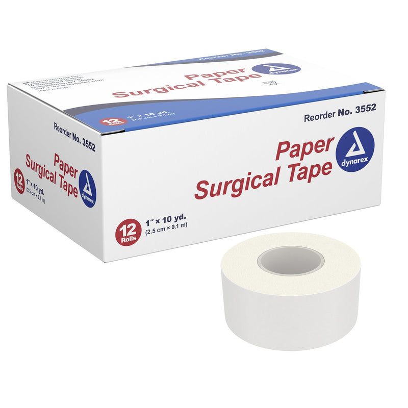 dynarex Paper Medical Tape, 1 Inch x 10 Yard, White 12/BOX -3552 - BriteSources