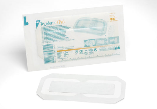 3M™ Tegaderm™ Transparent Film Dressing with Pad, 3-1/2 x 8 Inch 100/CASE -3590