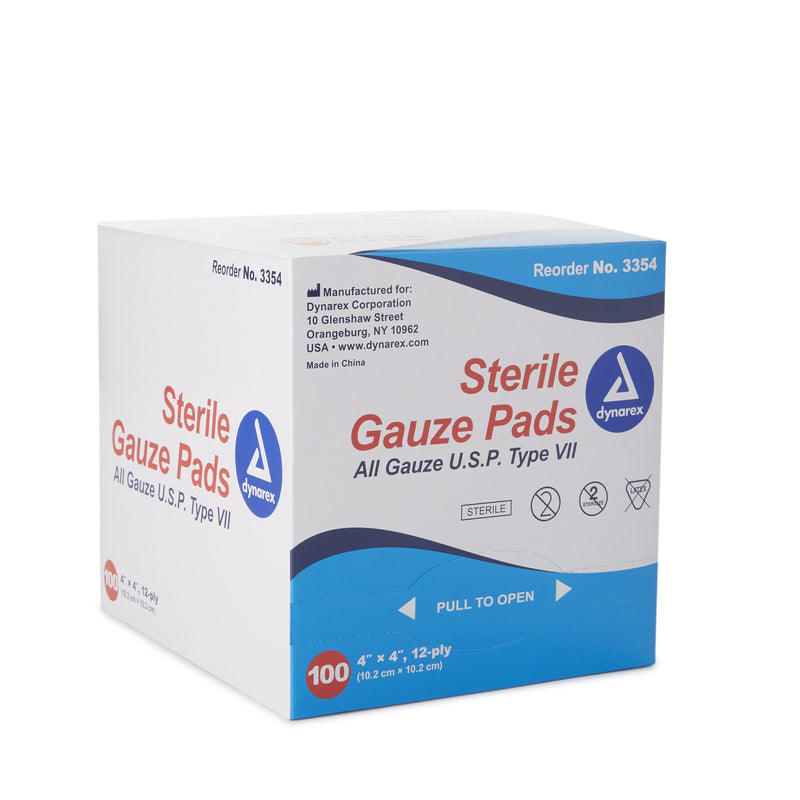 dynarex Sterile Gauze Sponge, 4 x 4 Inch, 12-Ply 1/BOX -3354 - BriteSources