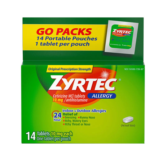 Zyrtec 24 Hour 10 mg Tablets 1/BOX -30312547204324