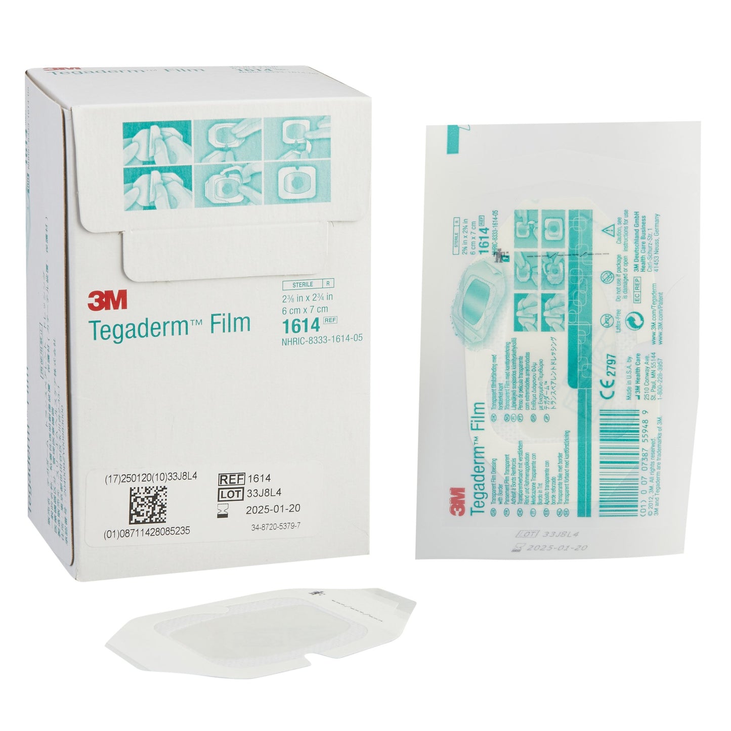 3M™ Tegaderm™ Rectangular Transparent Sterile Film Dressing, 2-3/8 x 2-3/4 Inch 400/CASE -1614