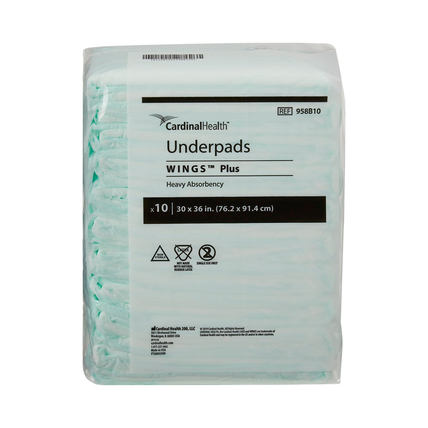 Wings™ Plus Heavy Absorbency Underpads, 30 X 36 Inch 1/BAG -958B10