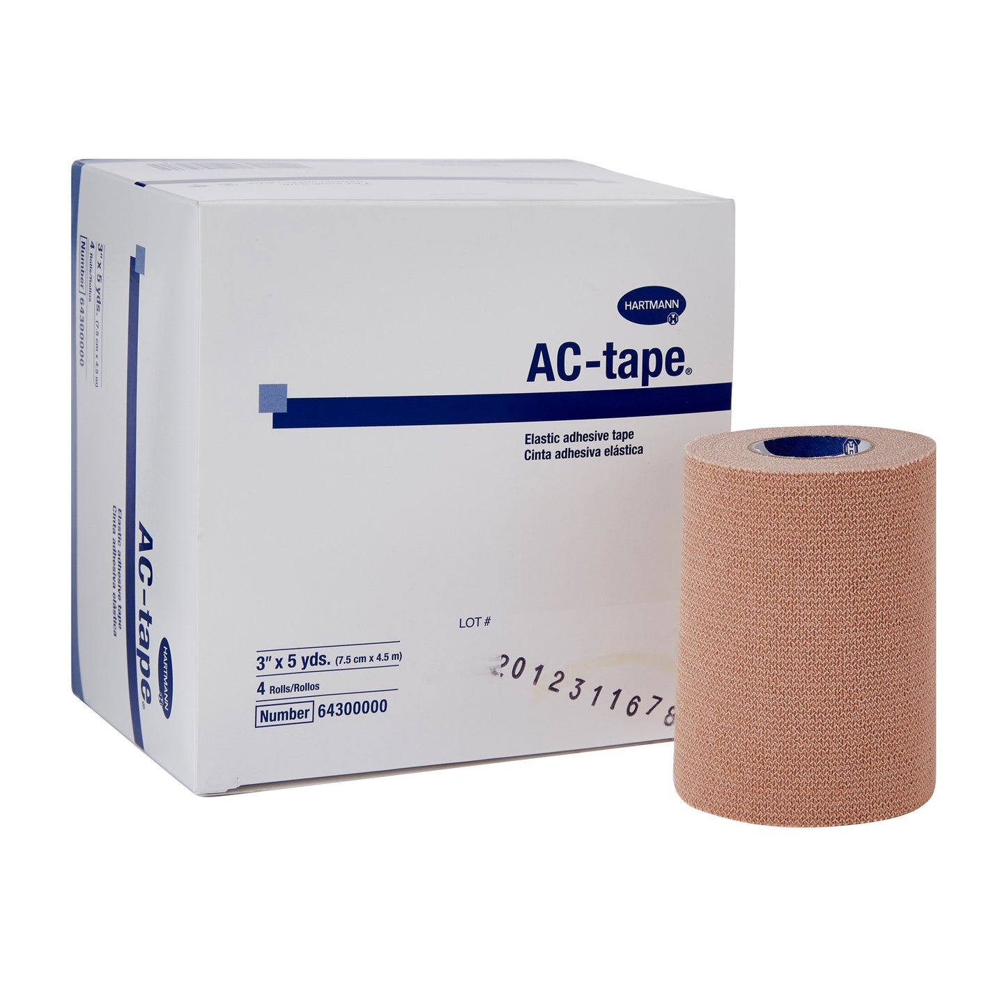 AC-tape Cotton Elastic Tape, 3 Inch x 5 Yard, Tan 48/CASE -64300000