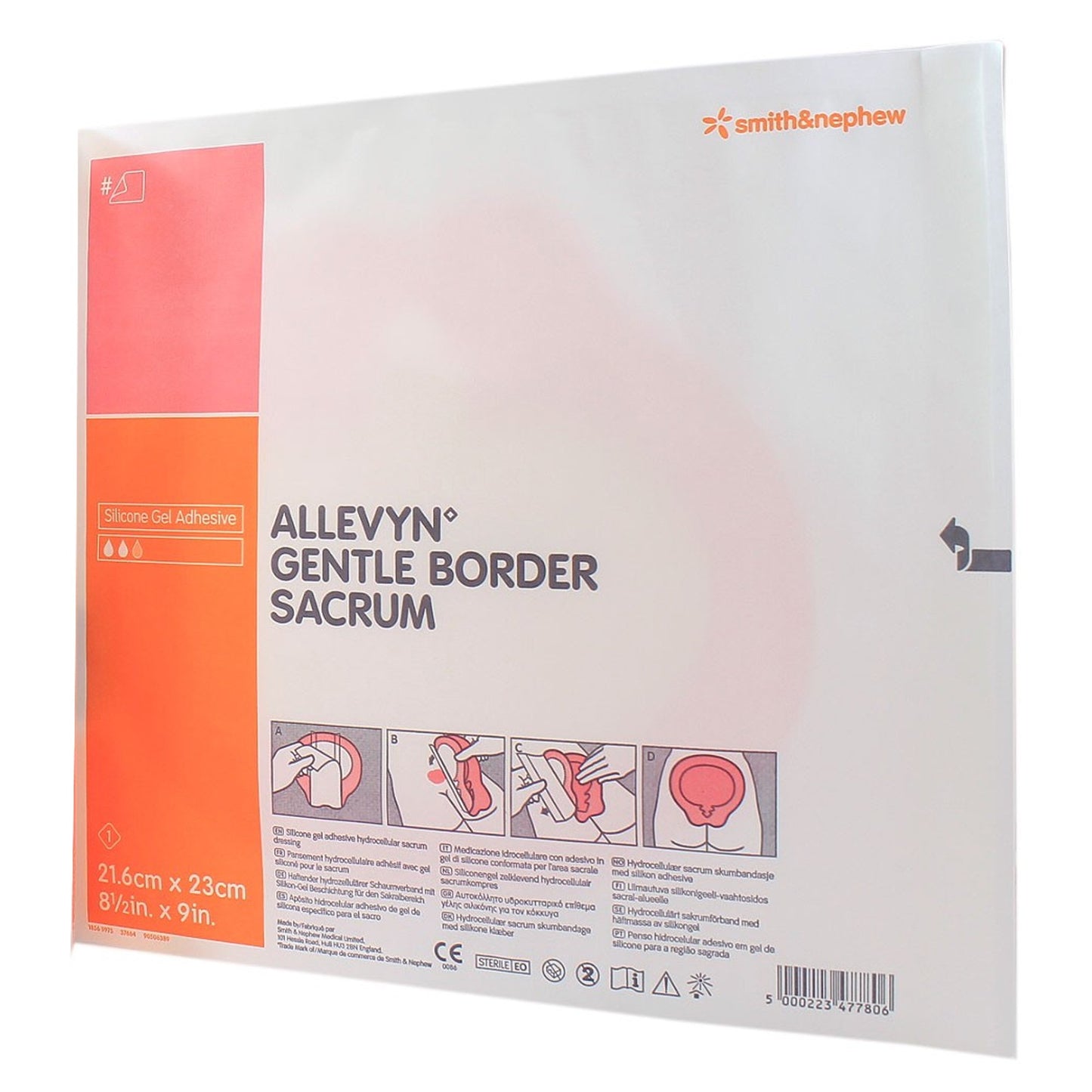 Allevyn Gentle Border Silicone Gel Adhesive with Border Silicone Foam Dressing, 8½ x 9 Inch 1/EACH -66801031