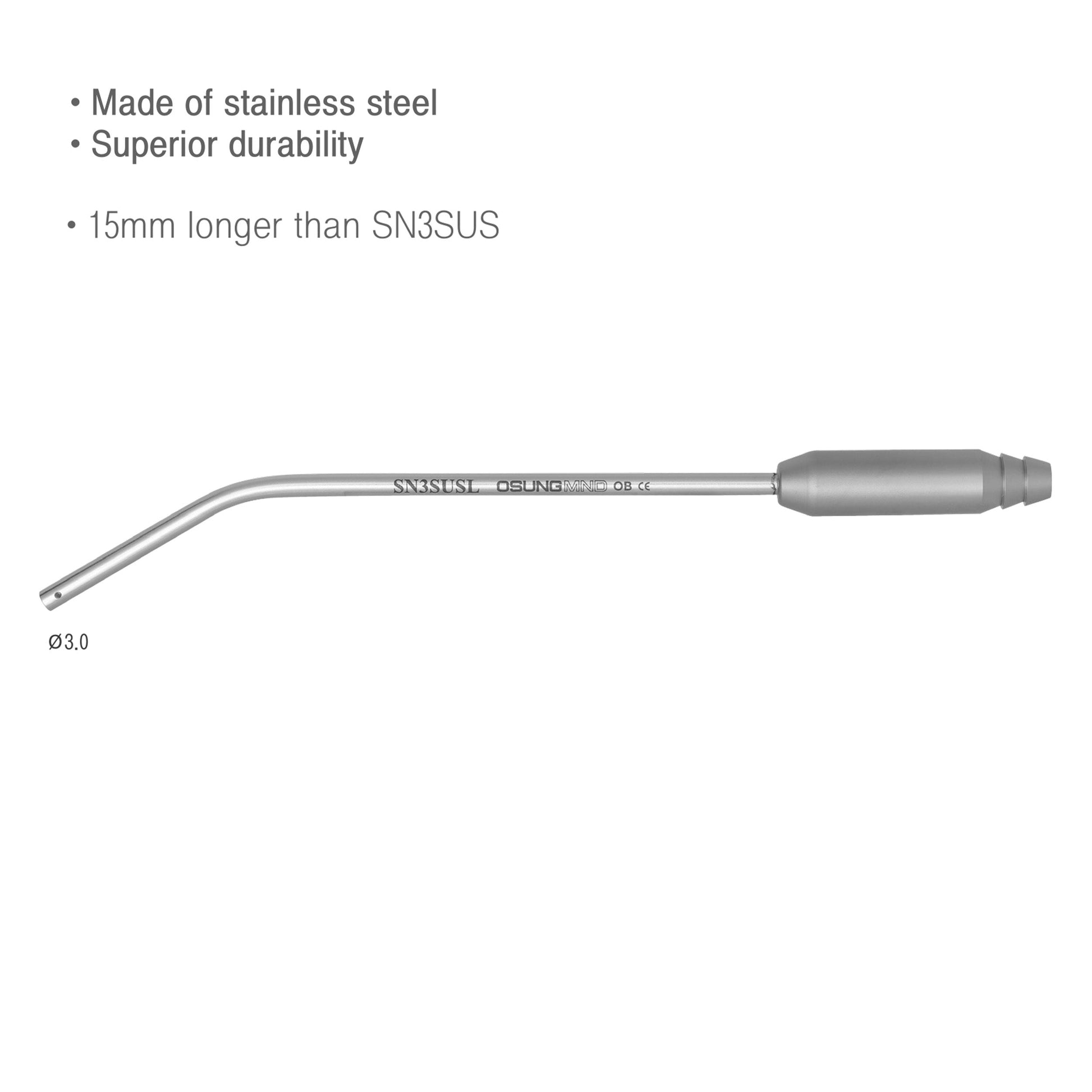 Osung 3mm Dia. Elongated Dental Suction Tip Stainless -SN3SUSL - Osung USA