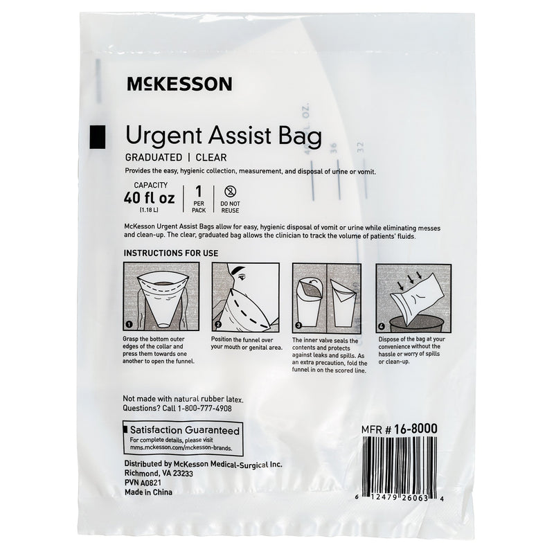 BAG, VOMIT GRADUATED MARKINGS CLR 40OZ (12EA/BG 20BG/CS)