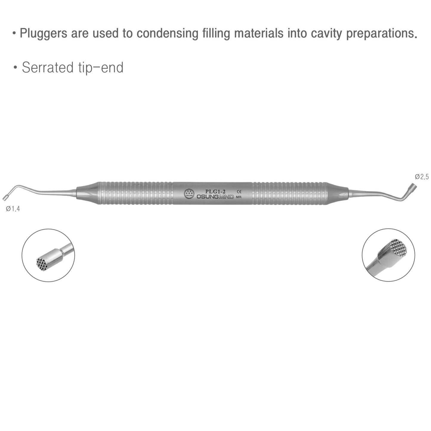 Osung 1/2 Dental Amalgam Plugger Premium -PLG1-2 - Osung USA