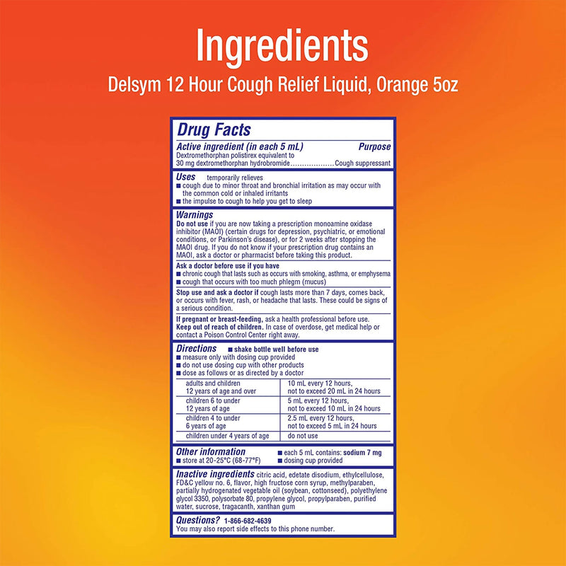 Delsym Dextromethorphan Cold and Cough Relief 1/EACH -63824017565 - BriteSources