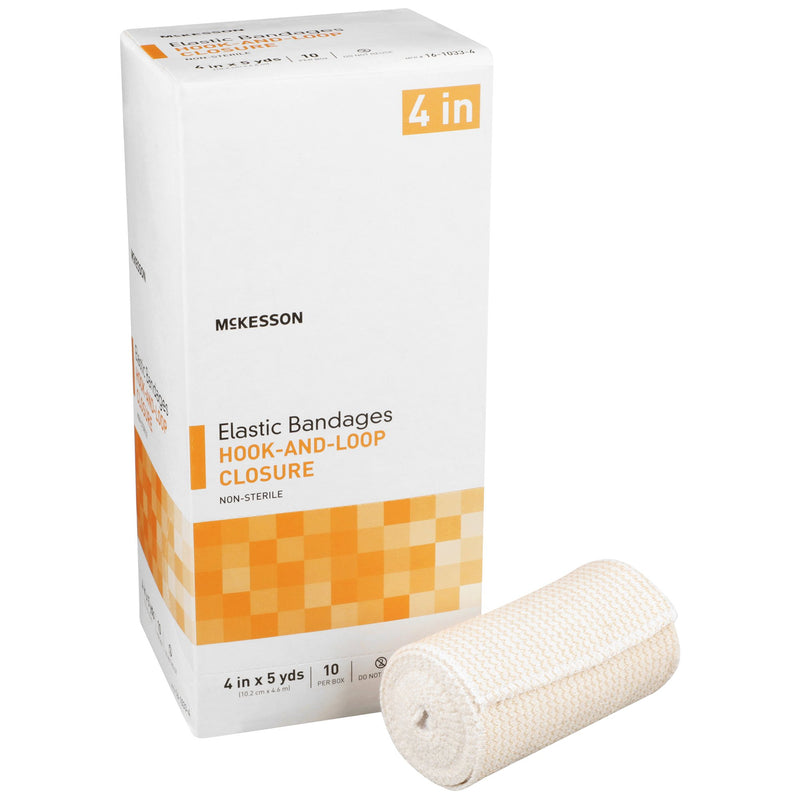 McKesson Hook and Loop Closure Elastic Bandage, 4 Inch x 5 Yard