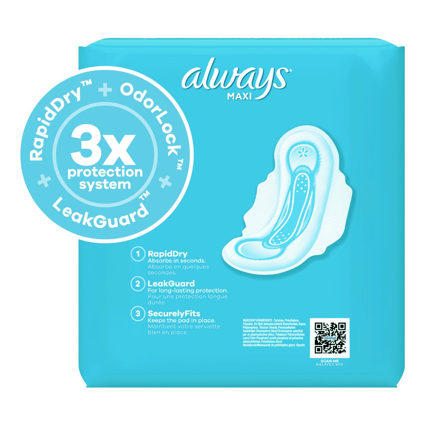 Always MAXI Extra Long Super Pads with Wings, Size 3 33/PACK -03700098727