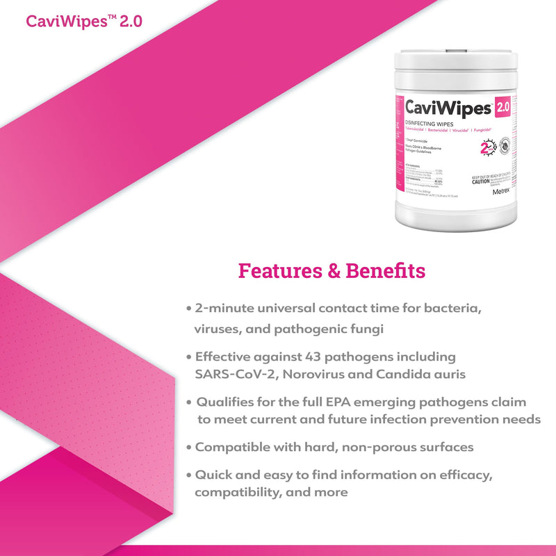 CaviWipes™ 2.0 Disinfecting Wipes, Extra Large, 65 ct. 1/EACH -14-1150 - BriteSources