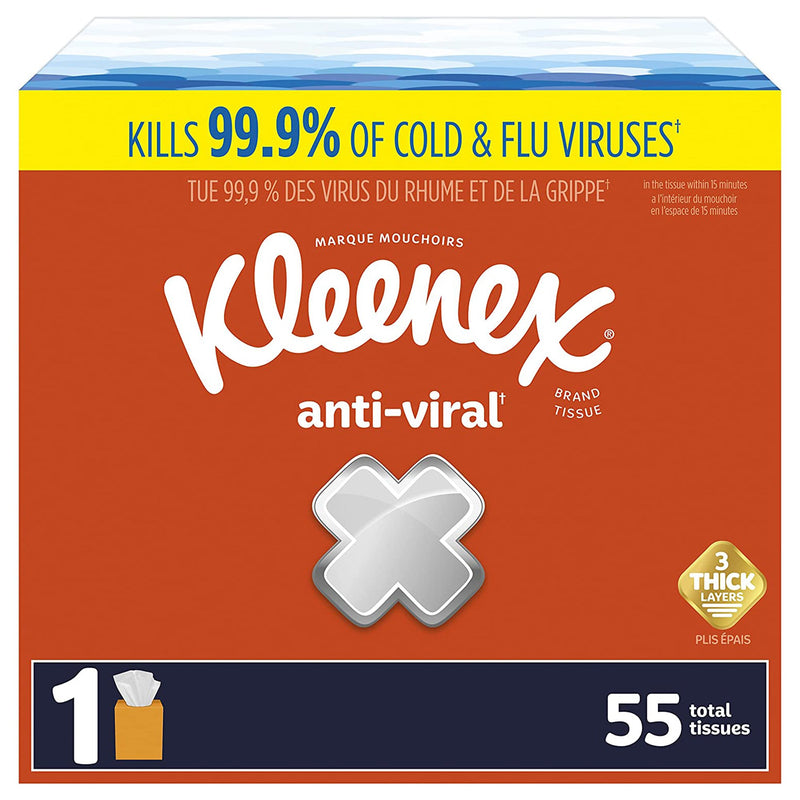 TISSUE, FACIAL KLEENEX ANTI-VIRAL UPRIGHT (55/PK 27PK/CS) 1485/CASE -54505 - BriteSources