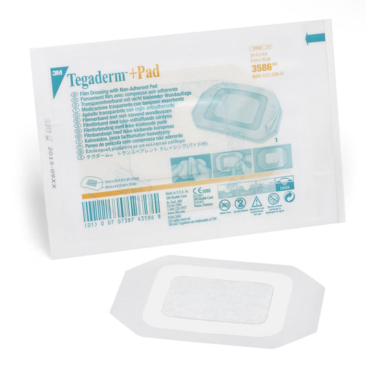 3M™ Tegaderm™ Transparent Film Dressing with Pad, 3½ x 4 Inch 100/CASE -3586