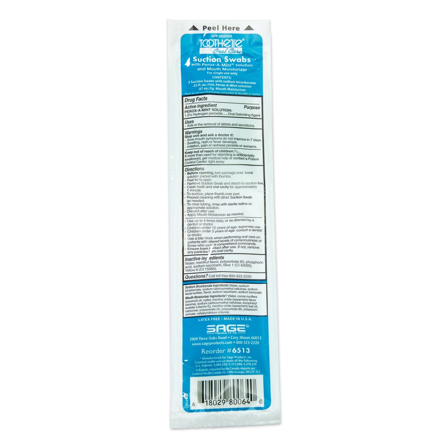 Toothette Suction Swab Kit 50/BOX -6513