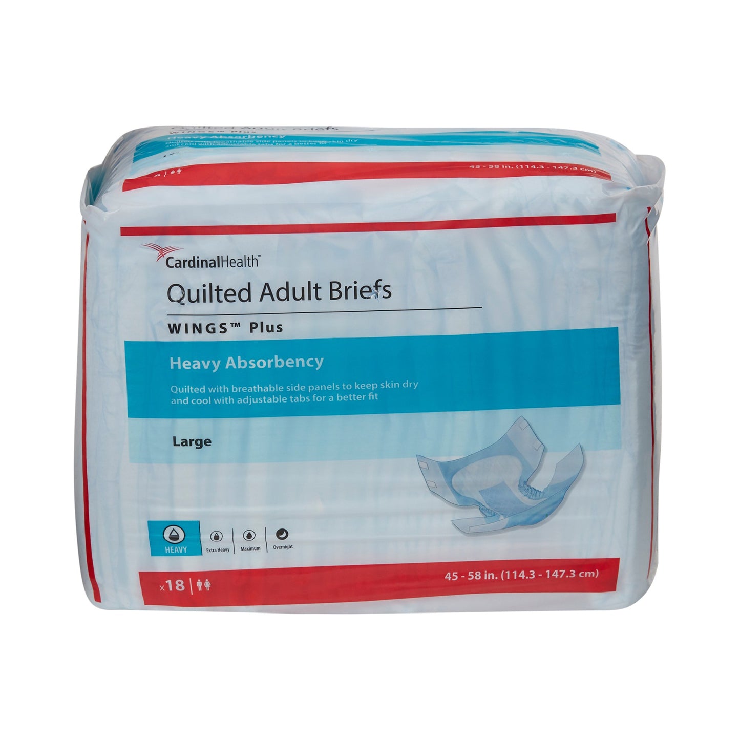 Wings™ Plus Quilted Heavy Absorbency Incontinence Brief, Large 1/BAG -66034