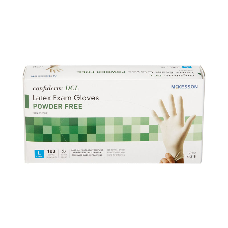 McKesson Confiderm Latex Exam Glove, Large, Ivory 1000/CASE -14-318 - BriteSources