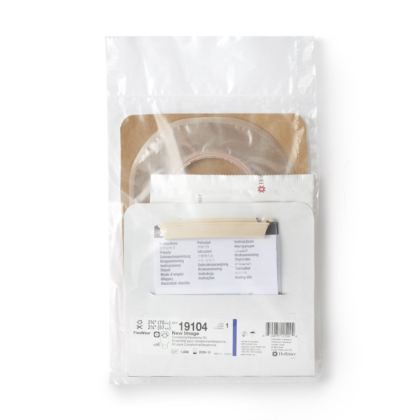 New Image™ Two-Piece Drainable Clear Ileostomy /Colostomy Kit, 12 Inch Length, 2 Inch Flange 5/BOX -19104