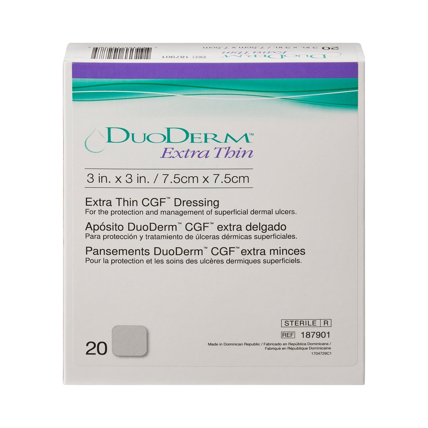 DuoDerm Extra Thin Hydrocolloid Dressing, 3 x 3 Inch