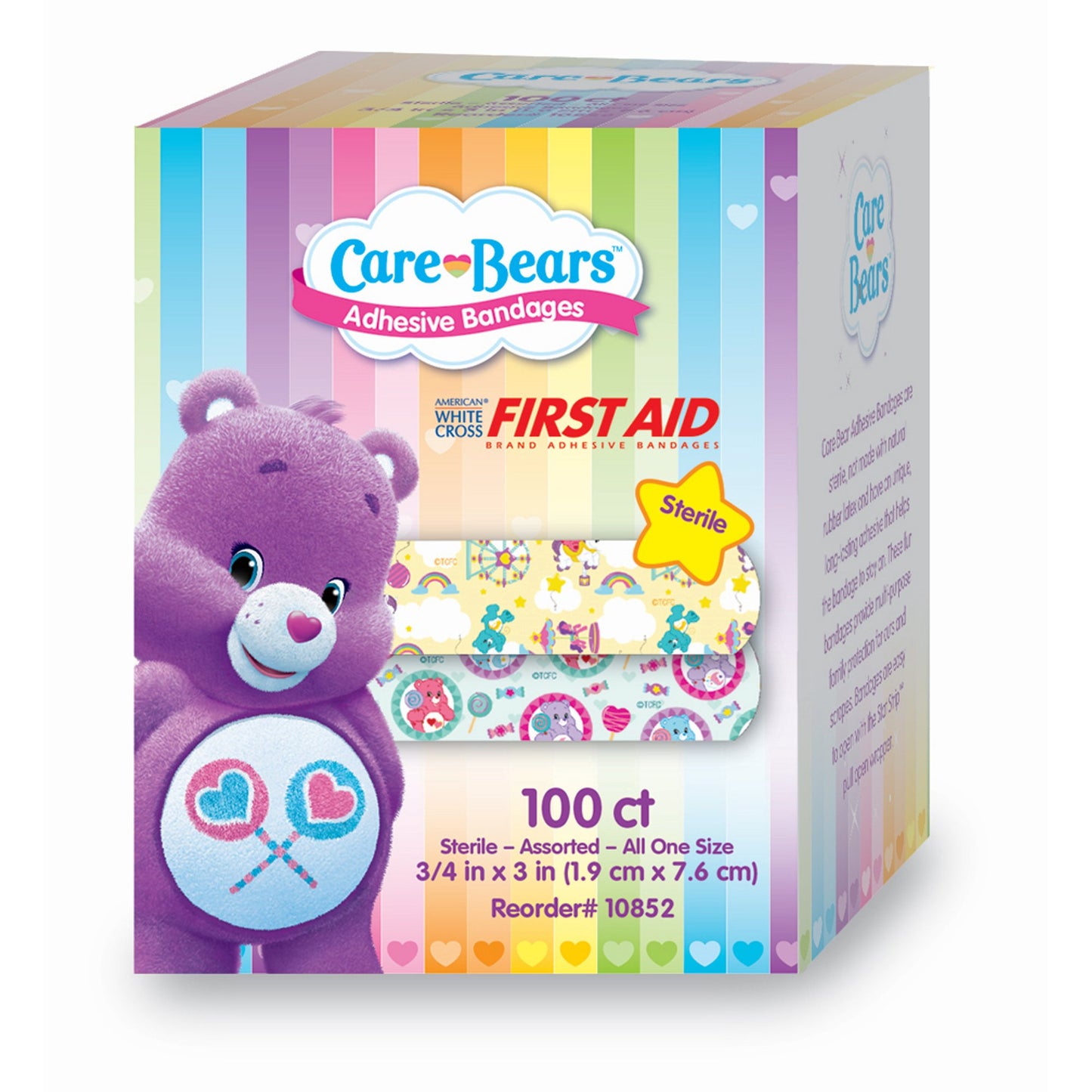 American White Cross Stat Strip Kid Design (Care Bears) Adhesive Strip, 3/4 x 3 Inch 100/BOX -10852