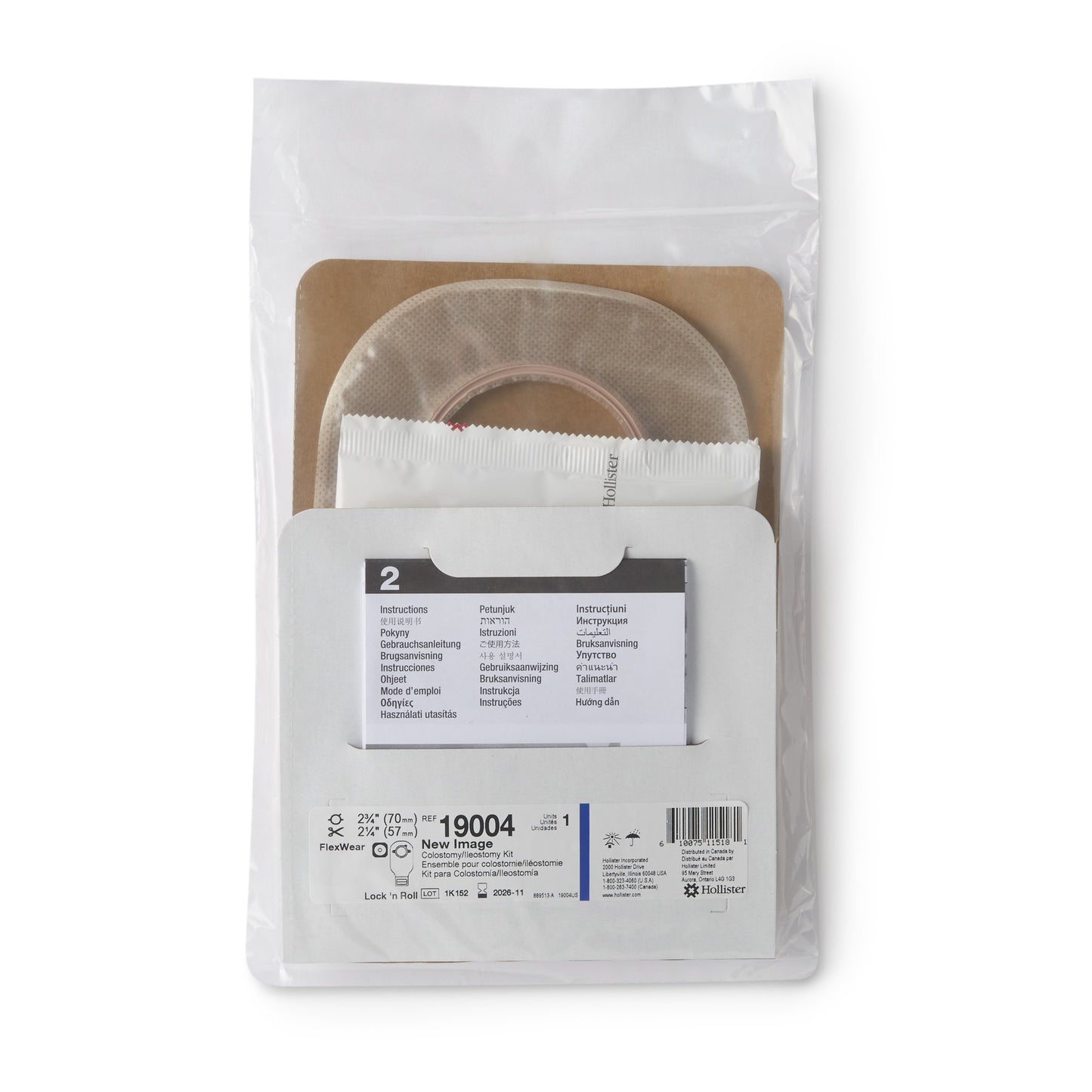 New Image™ Two-Piece Drainable Clear Ileostomy / Colostomy Kit, 12 Inch Length, 2 Inch Flange 5/BOX -19004