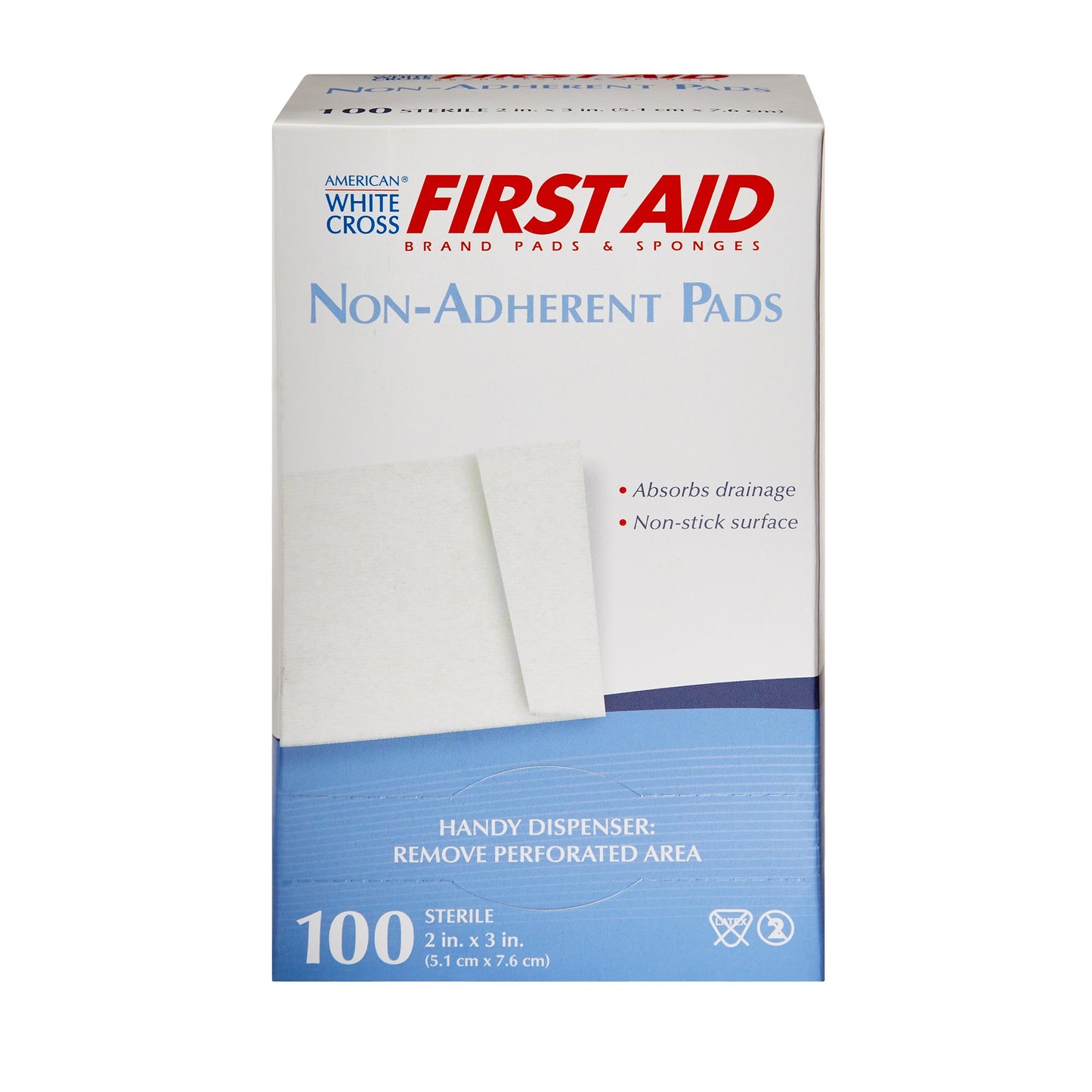 American White Cross Nonadherent Dressing, 2 x 3 Inch 100/BOX -7565033