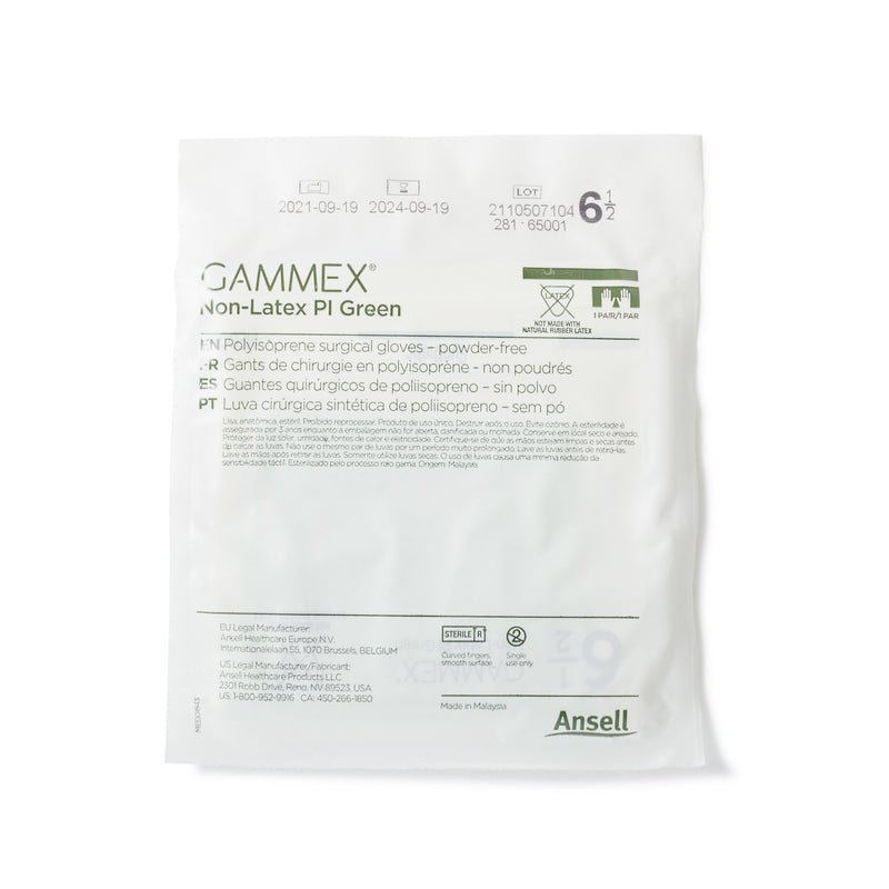 Gammex Non-Latex PI Green Polyisoprene Surgical Glove, Size 6.5, Light Green 200/CASE -20685265 - BriteSources