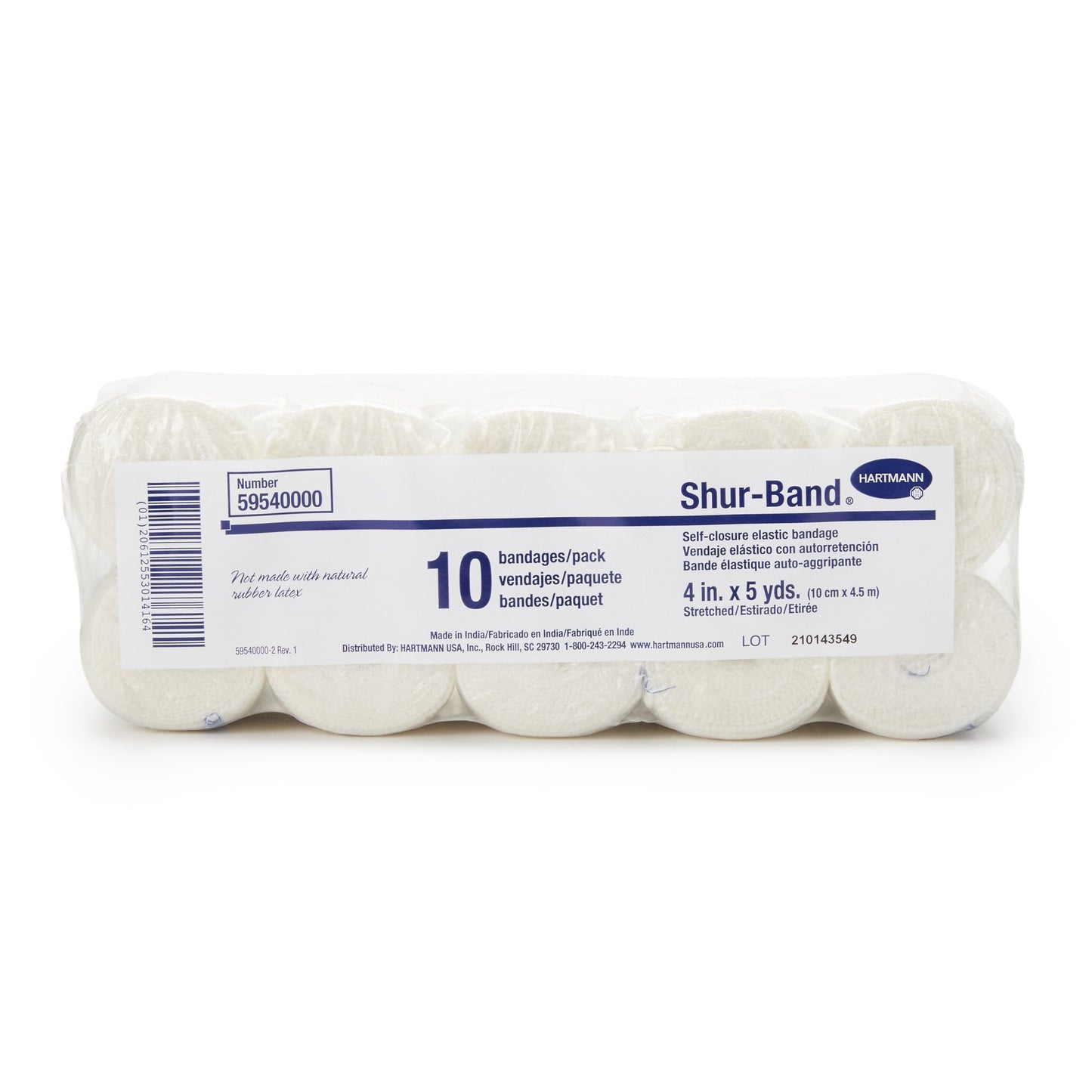 Shur-Band LF Single Hook and Loop Closure Elastic Bandage, 4 Inch x 5 Yard