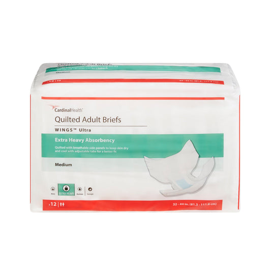 Wings™ Ultra Quilted Extra Heavy Absorbency Incontinence Brief, Medium 12/BAG -77073