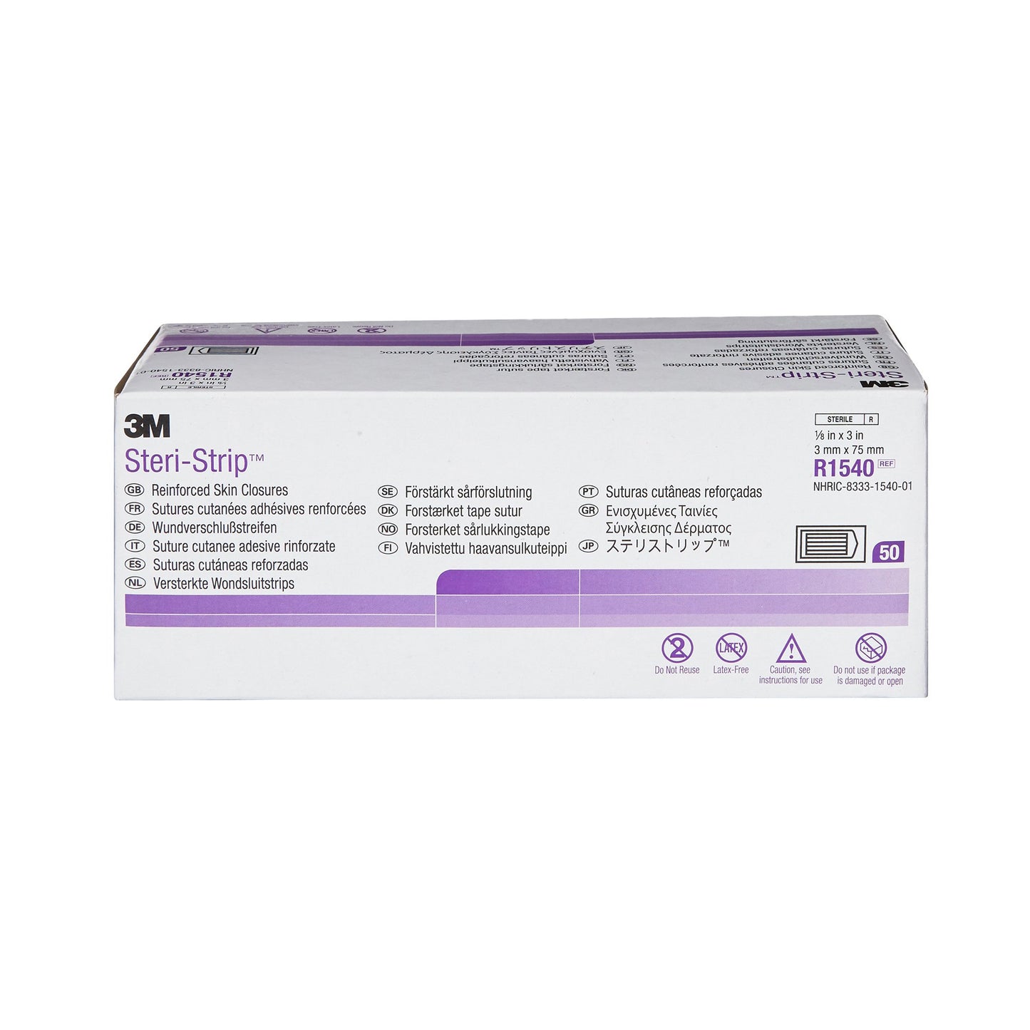 3M Steri-Strip Skin Closure Strips, Non-Woven Material, Reinforced Strip, White 1/PACK -R1540