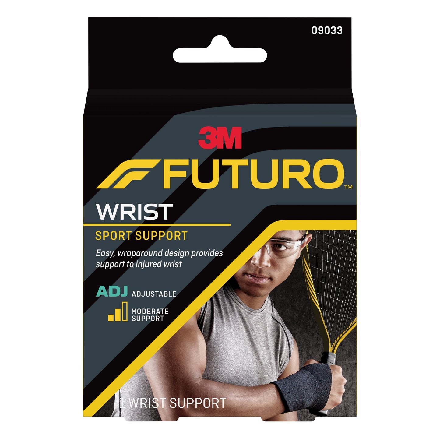 3M Futuro Adult Sport Wrist Support, Wraparound, Adjustable, Black, 4-1/2 to 9-1/2 Inch, One Size Fits Most 12/CASE -09033ENR