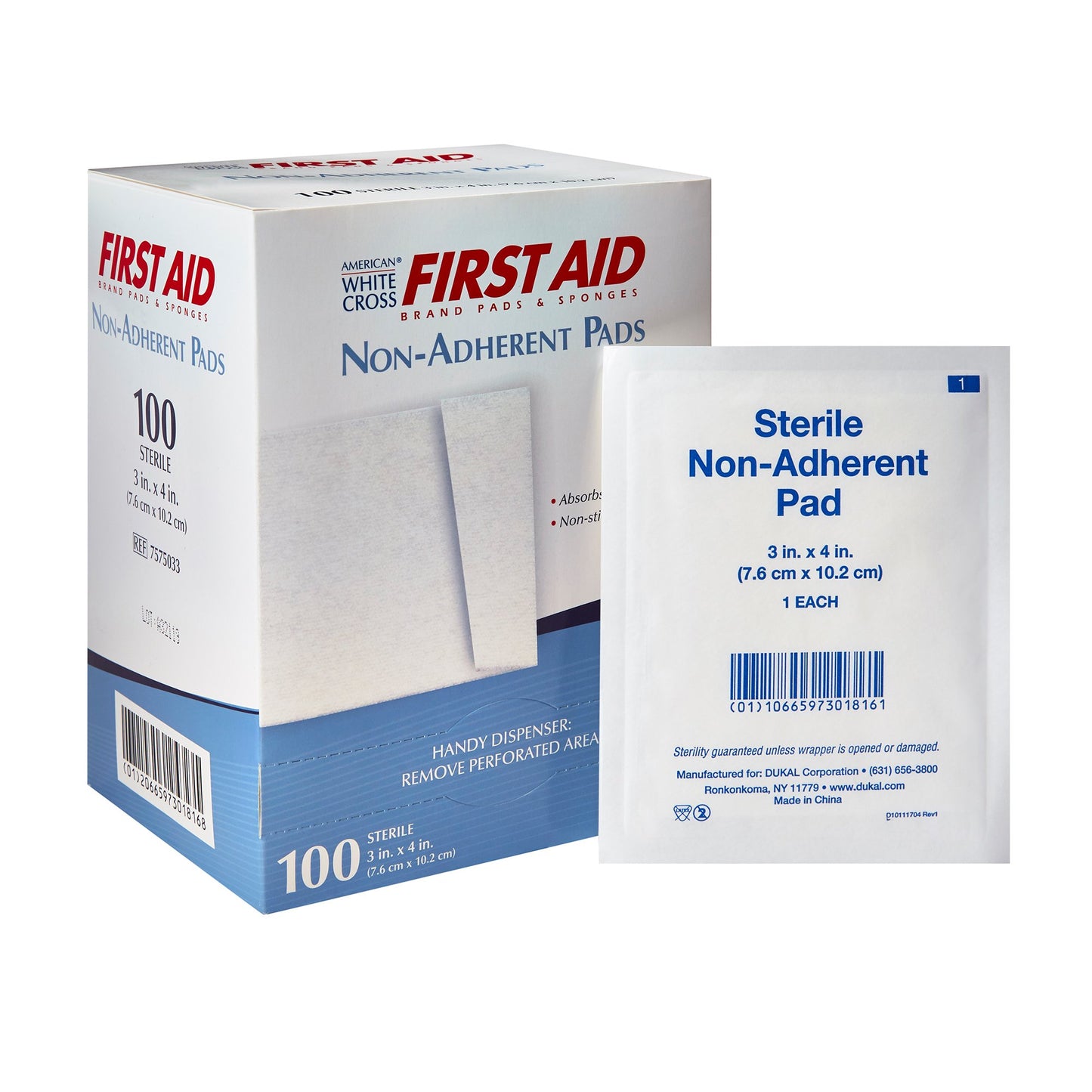 American White Cross Nonadherent Dressing, 3 x 4 Inch 100/BOX -7575033